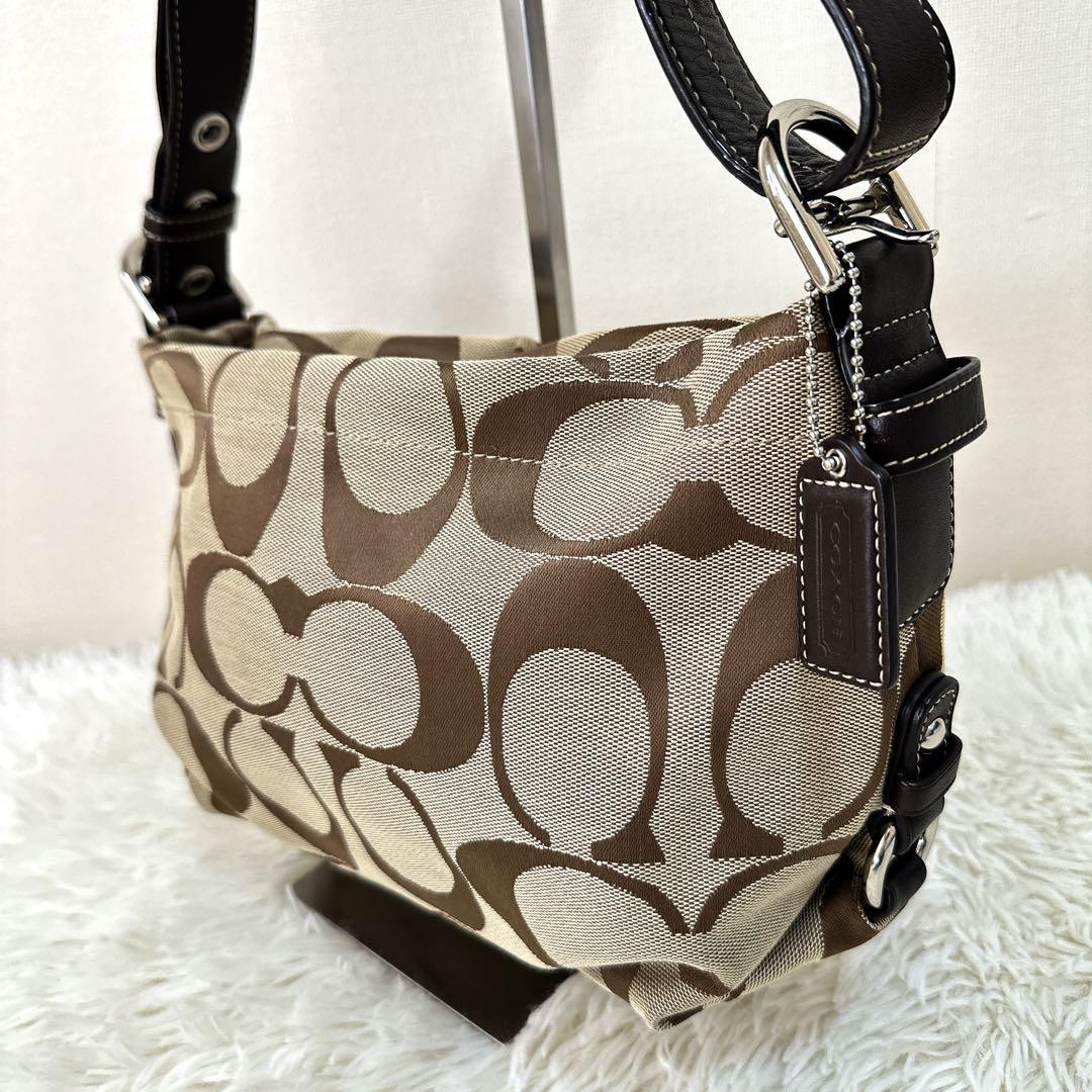 美品 COACH シグネチャー ワンショルダーバッグ ホーボー ブラウン Y2K