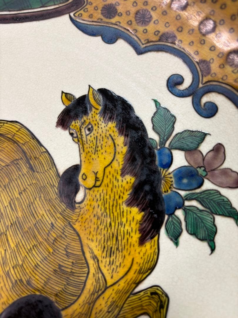 深め　飾皿　馬