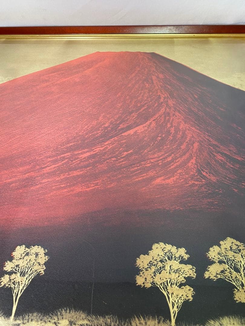 976❣️ 下川立夏　　日本画「赤富士」画寸 20号