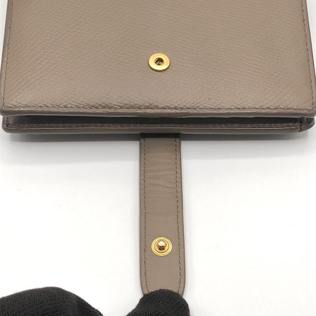 箱付き✨セリーヌ ミディアム ストラップ ウォレット 二つ折り財布 グレージュ
