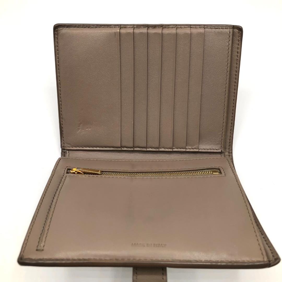 箱付き✨セリーヌ ミディアム ストラップ ウォレット 二つ折り財布 グレージュ