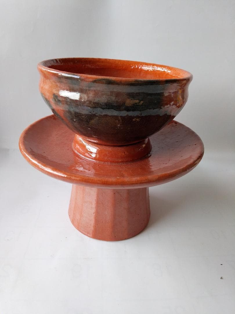 赤楽 天目茶碗 貴人台添エ 川崎和楽 作 赤楽茶碗 共箱 茶道具 抹茶碗 新品