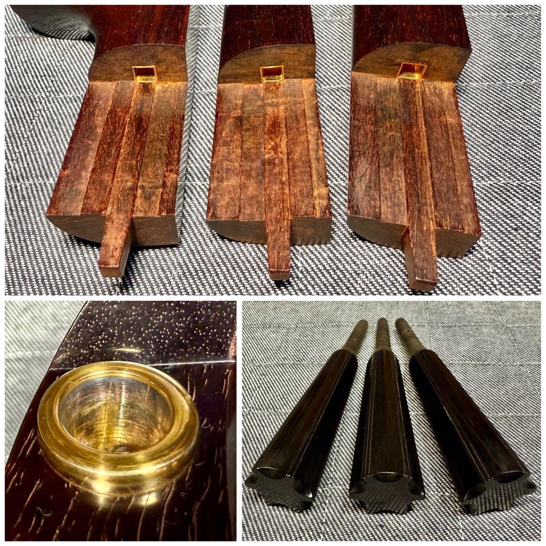 【極上玉杢】最高級 津軽三味線 金細 子持綾杉胴 超美品 トチ巻太棹 瘤杢 縮杢