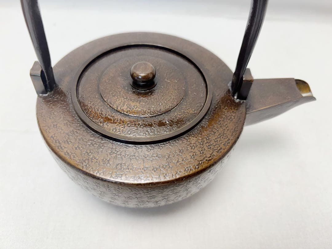 ほぼ未使用 茶道具 金工師 宗禅造 鎚起 銅製 銚子 独楽形 湯沸 水注 共箱