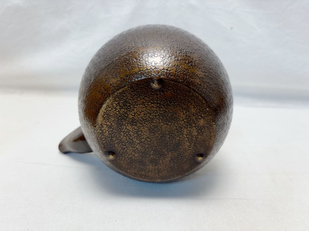 ほぼ未使用 茶道具 金工師 宗禅造 鎚起 銅製 銚子 独楽形 湯沸 水注 共箱