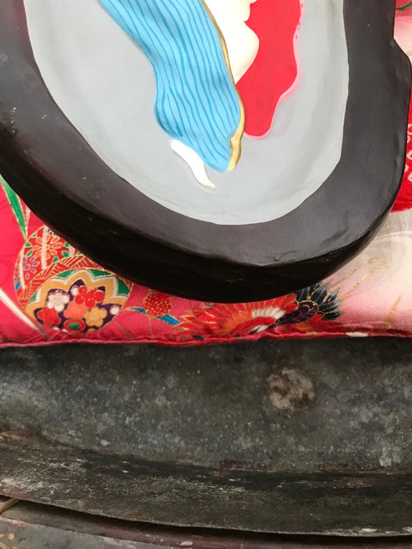 超希少 珍品 時代 骨董 猫 黒猫 眠り猫 置物 春画人形 枕絵 裏隠し 昭和