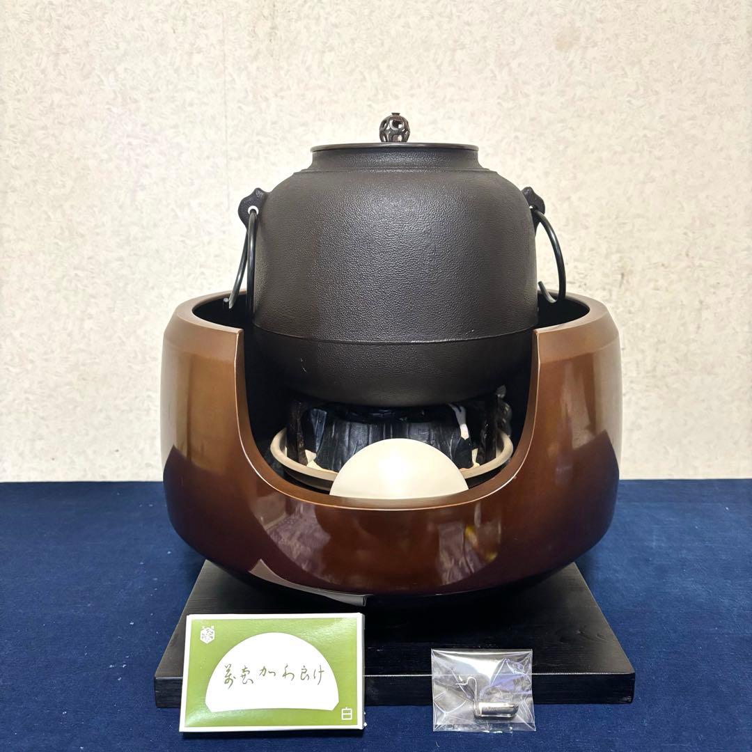 風炉/茶釜/電熱器/唐銅面取風炉/尻張釜/野々田電熱器/敷板/香入れ/茶道具