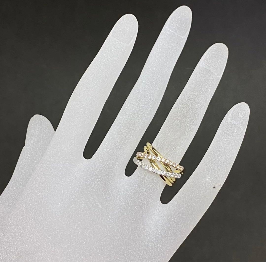 K18 Pt900　天然ダイヤモンド リング