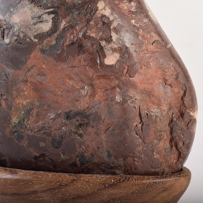 天然石　鑑賞石　菊花石　置物　重さ約614g　唐木台付　C　R7284