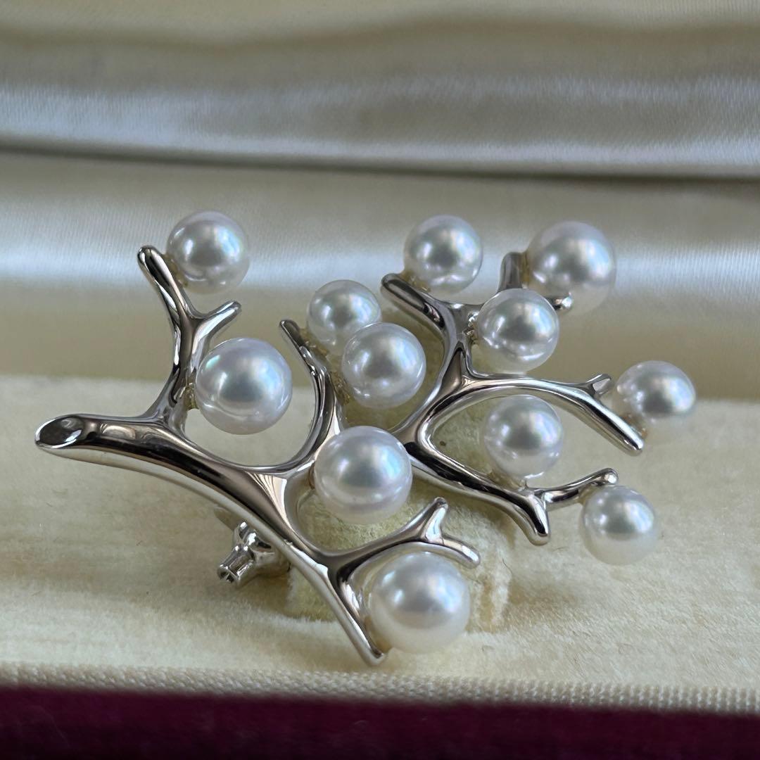 MIKIMOTO 幸福の木ブローチSサイズ　silverベビーあこや