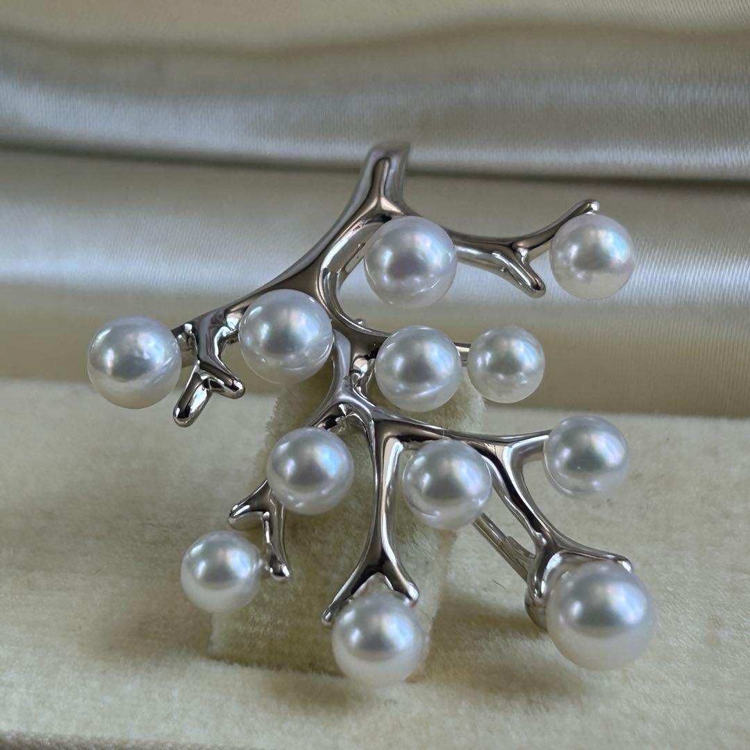 MIKIMOTO 幸福の木ブローチSサイズ　silverベビーあこや