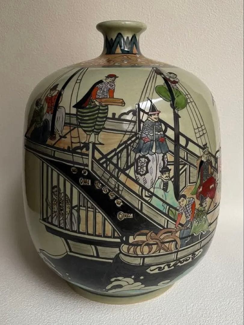 ⬇️【希少】　円左エ門窯　⭐︎ 錦南蛮船壺　手書き　有田焼　　280000円