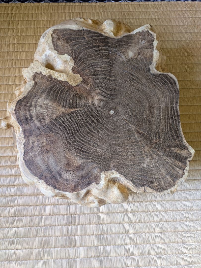 天然木　輪切り　飾り台　花台　床の間　自然形状の切り株