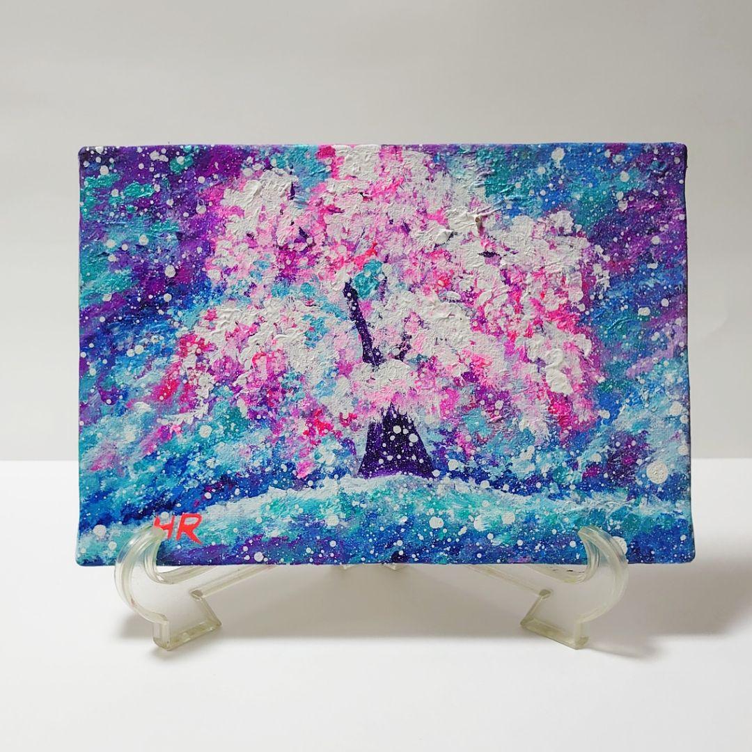 油絵 絵画 【雪の桜】