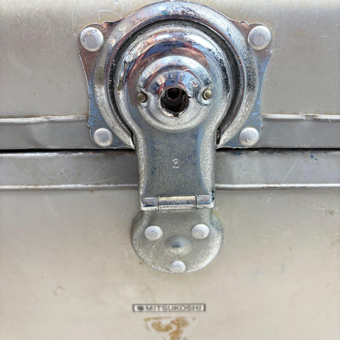 【ヴィンテージ】アルミ大型トランク 船トランク ケース インダストリアル 三越