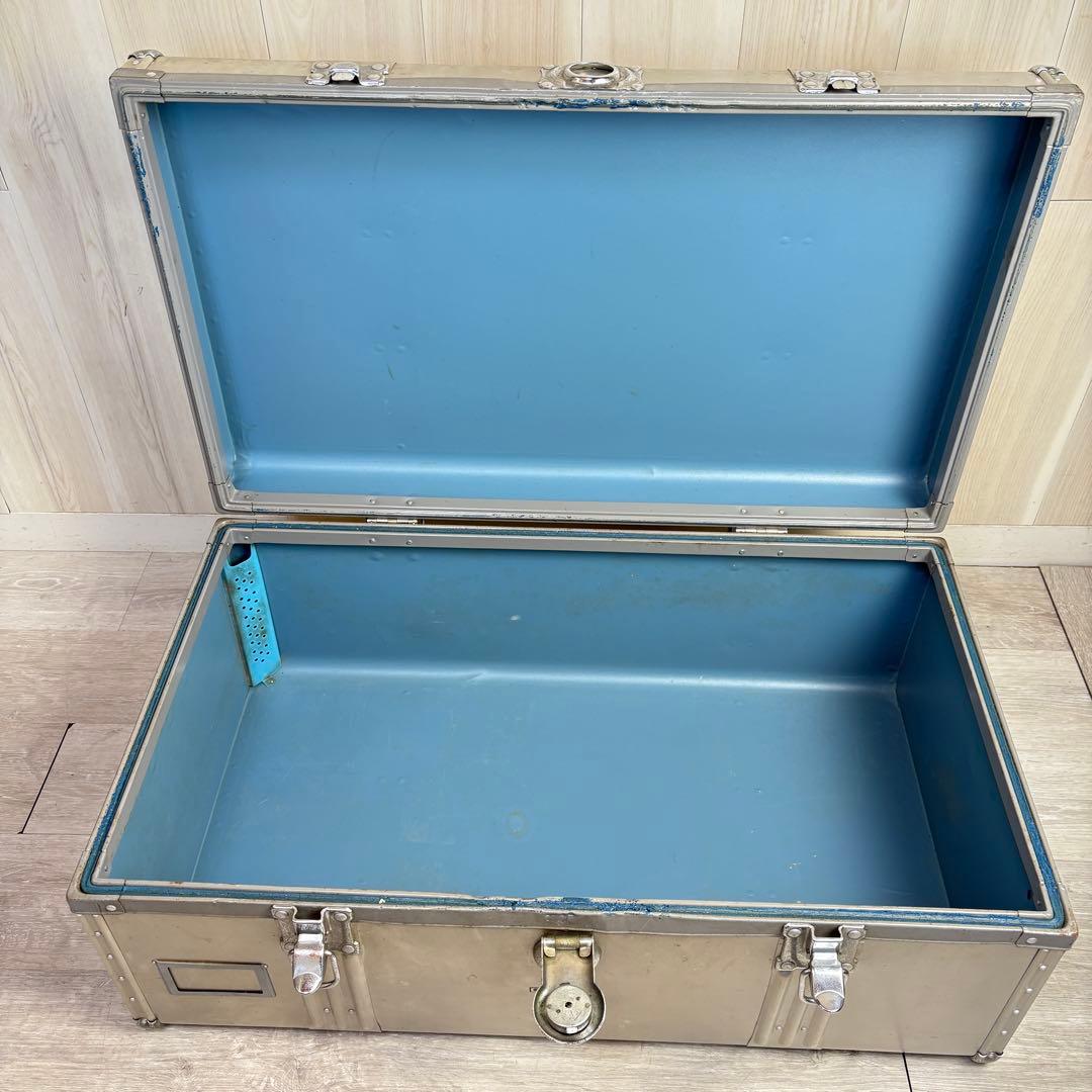【ヴィンテージ】アルミ大型トランク 船トランク ケース インダストリアル 三越