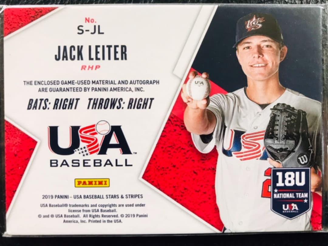 Jack Leiter 直筆サイン　2021全米ドラフト2位指名　299枚限定
