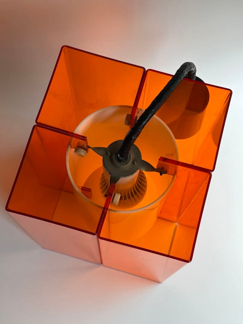 ヴィンテージ　アクリル　オレンジ　ペンダントライト　ナショナル　照明　昭和レトロ