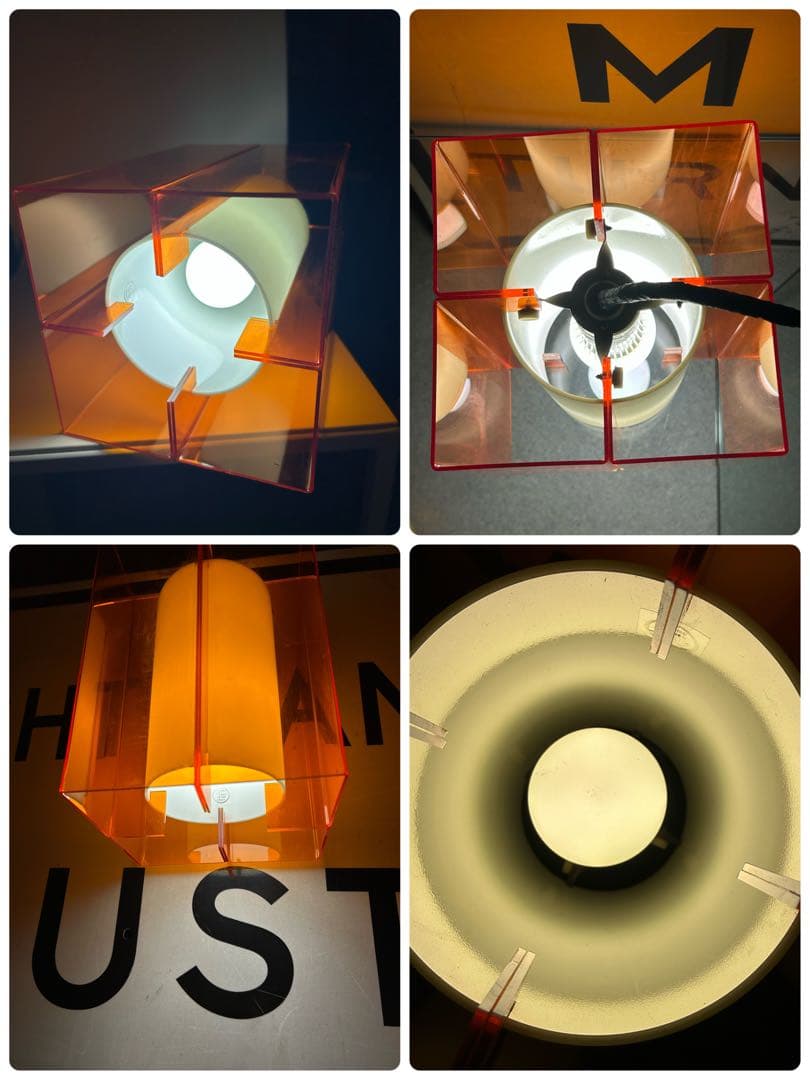 ヴィンテージ　アクリル　オレンジ　ペンダントライト　ナショナル　照明　昭和レトロ