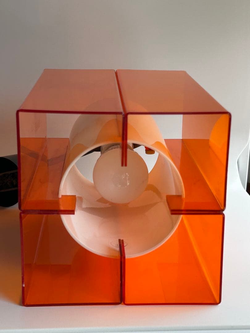 ヴィンテージ　アクリル　オレンジ　ペンダントライト　ナショナル　照明　昭和レトロ