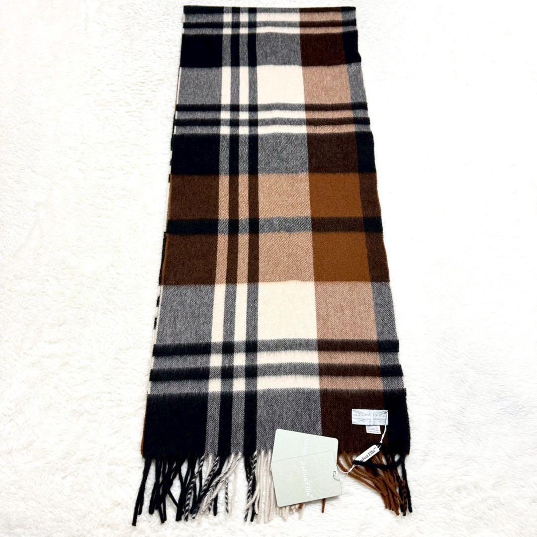 美品 Joshua Ellis カシミア マフラー プライマリーブラックウォッチ