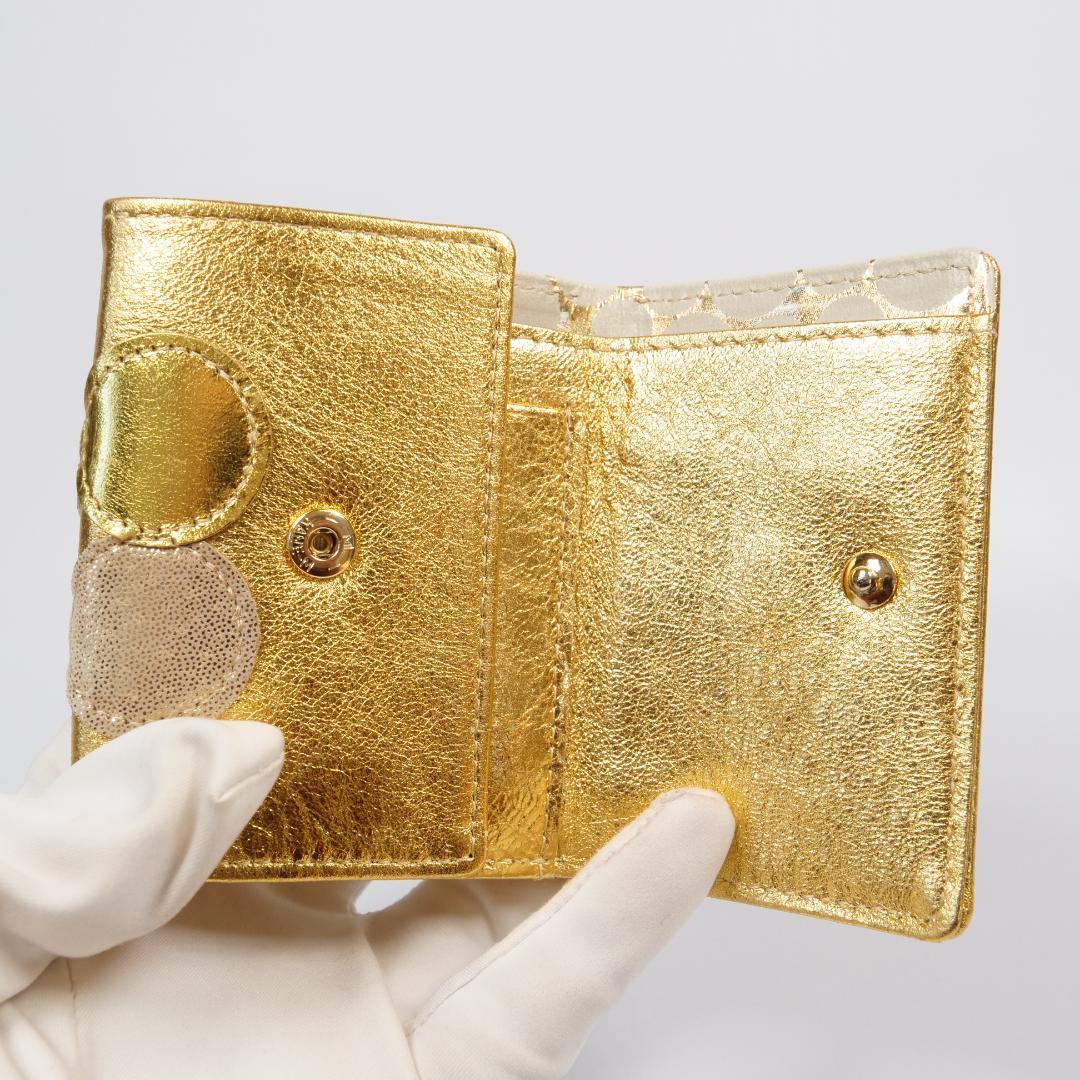 極美品✨ツモリチサトキャリー 三つ折り財布 ゴールド ドット 星 ネコ