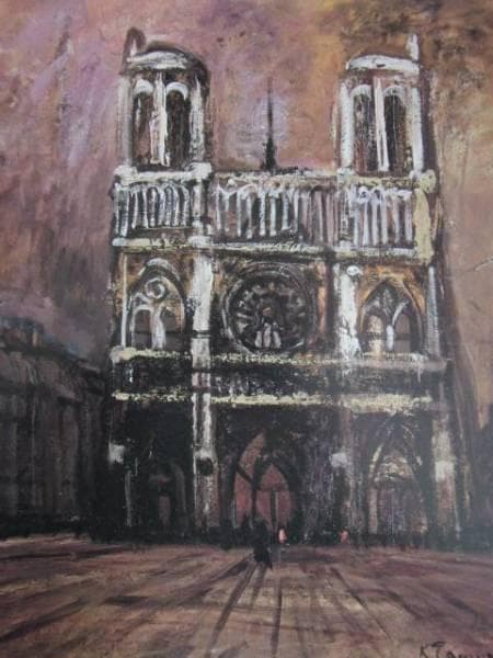 田村孝之介、ノートルダム、希少画集画、新品額装付、状態良好