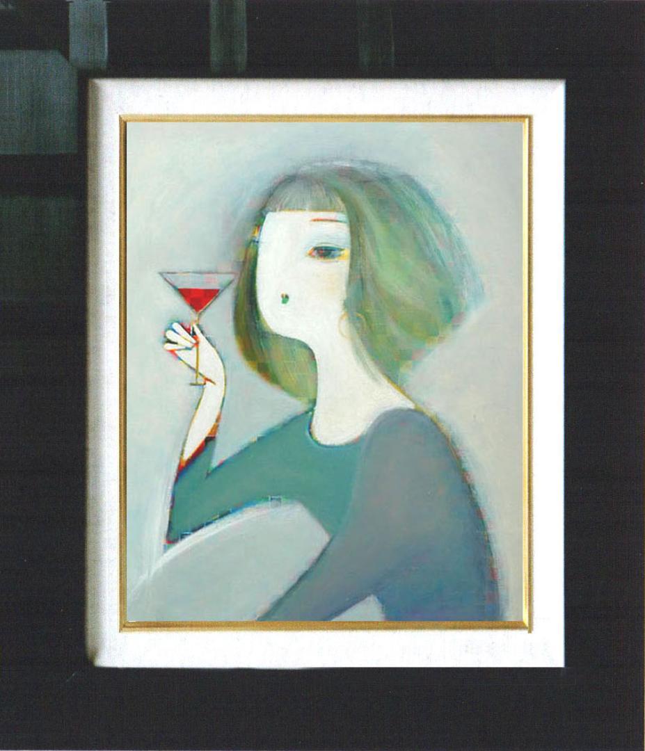 油絵 絵 絵画 インテリア 額付(黒) F6-050313 人物 女性像