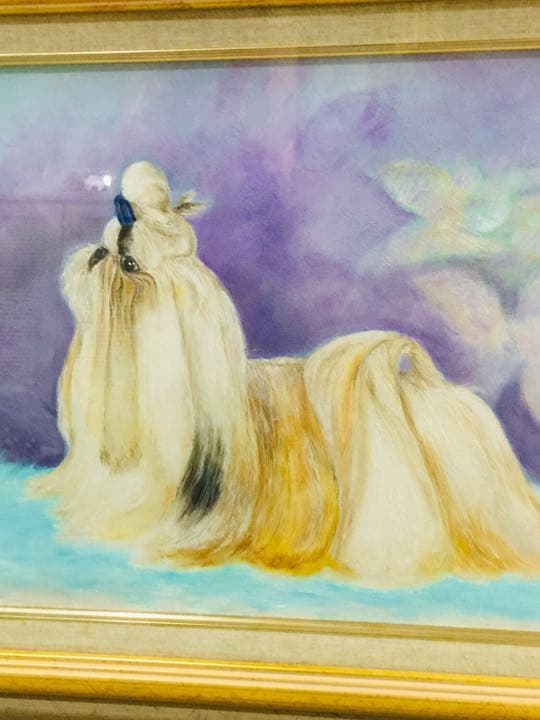 絵画 油絵 犬 シーズ