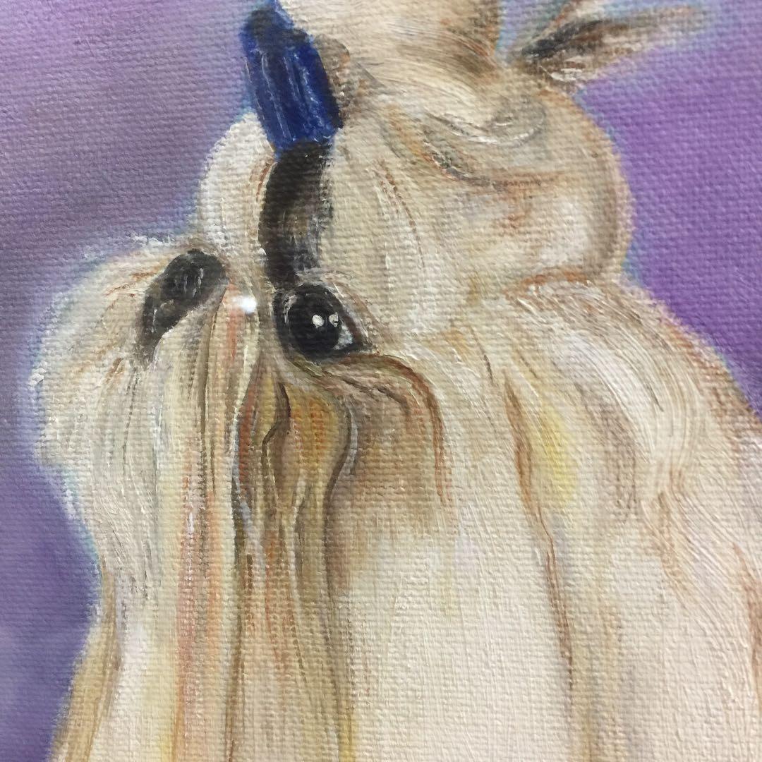 絵画 油絵 犬 シーズ