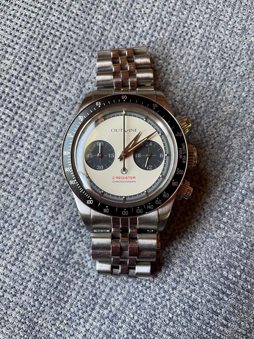 専用outline チックタック 2レジスタークロノグラフ パンダ