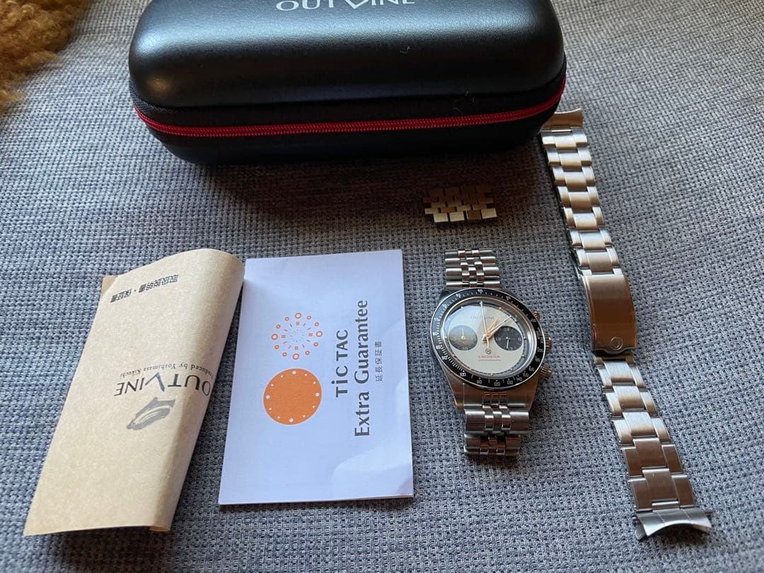 専用outline チックタック 2レジスタークロノグラフ パンダ