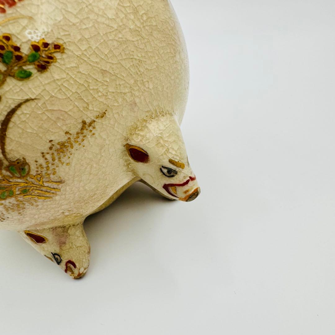 【白薩摩　光石窯　象耳香炉　色絵付け】骨董　アンティーク　インテリア