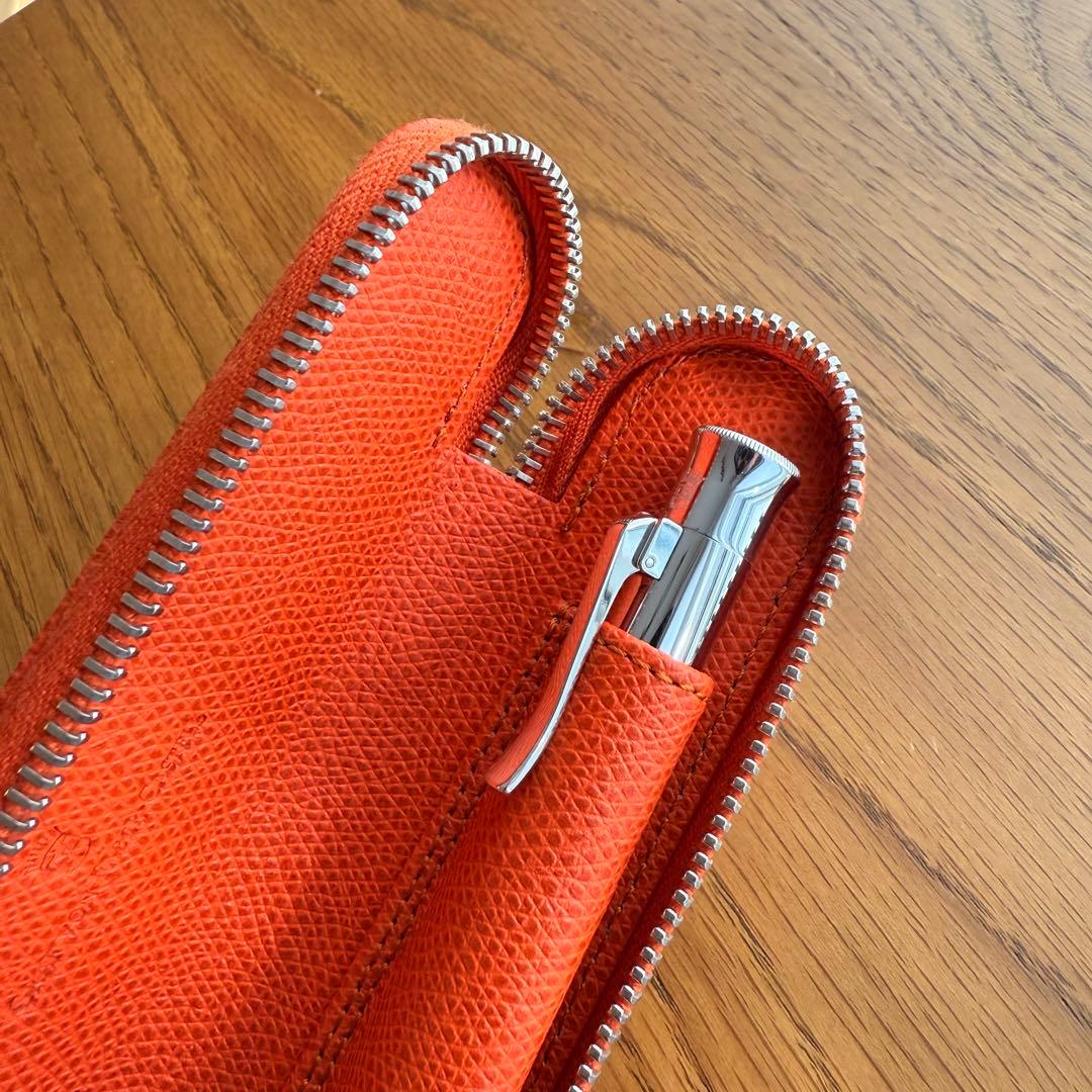ファーバーカステル　グレインレザーペンケース オレンジ
