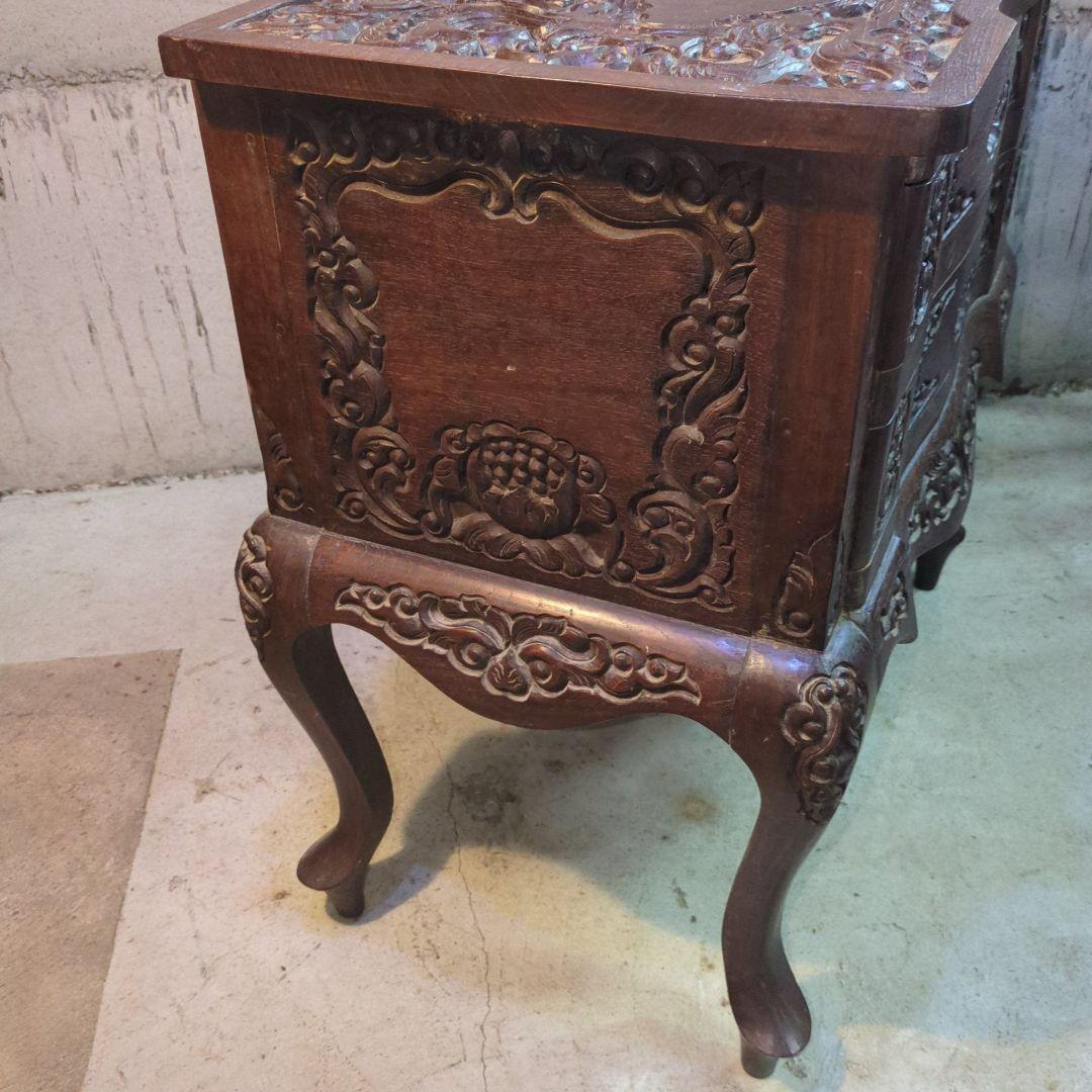 ヴィンテージ 木製彫刻 猫脚 キャビネット ダークブラウン