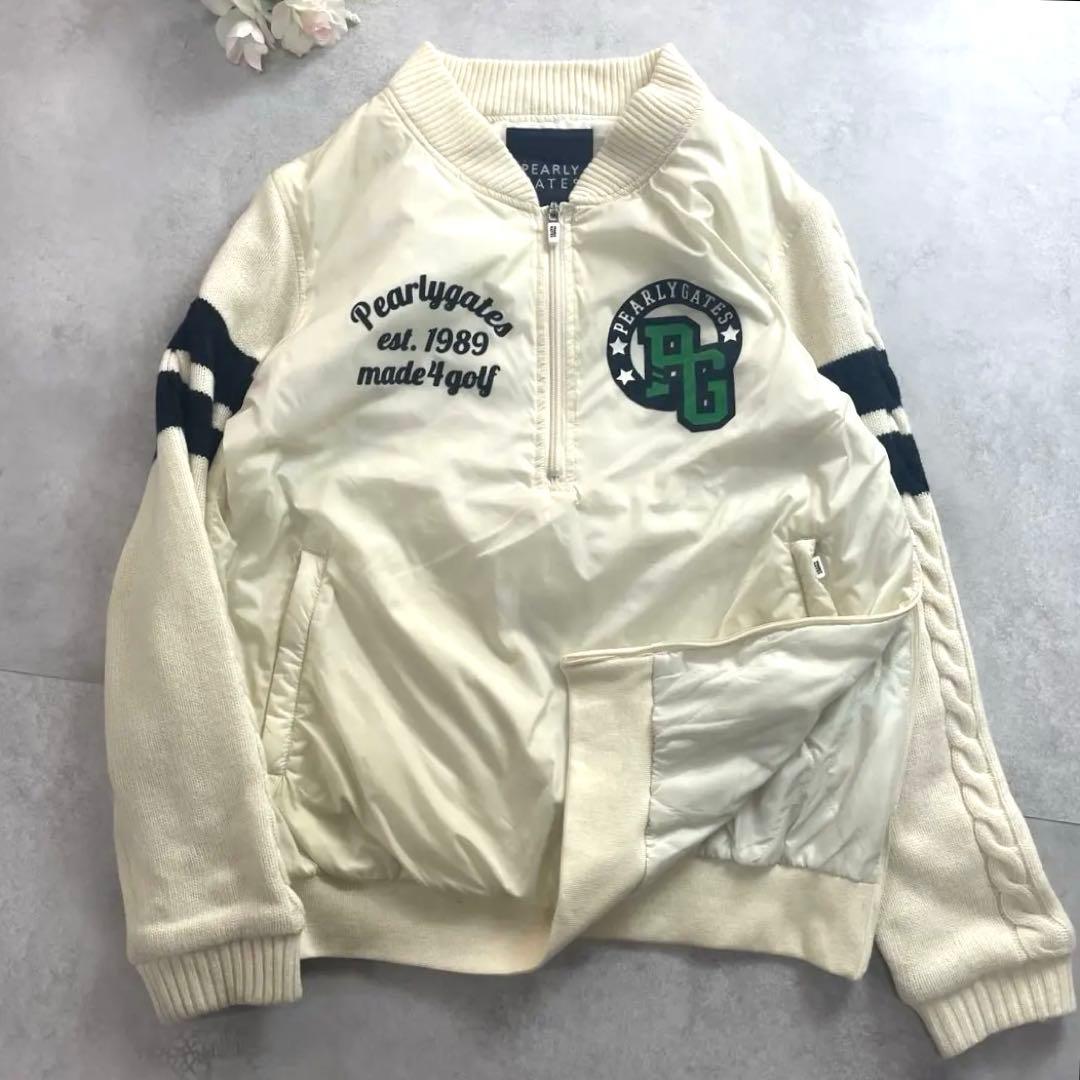 美品✨パーリーゲイツ スニードジャック 中綿ブルゾン ロゴ ニット切替 L相当