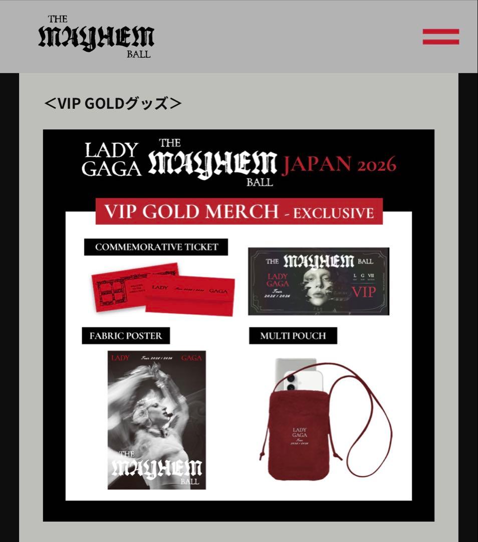 ミュージシャン Lady Gaga The Mayhem Ball VIP GOLD MERCH