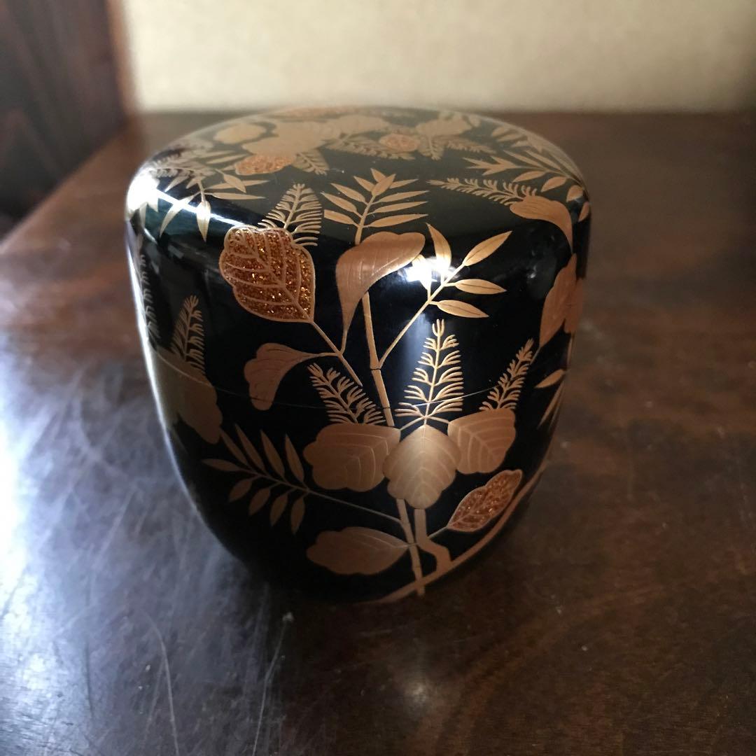 美品　希少　茶道具　棗　大棗　嵯峨蒔絵　村田宗覚　直径7×高7cm