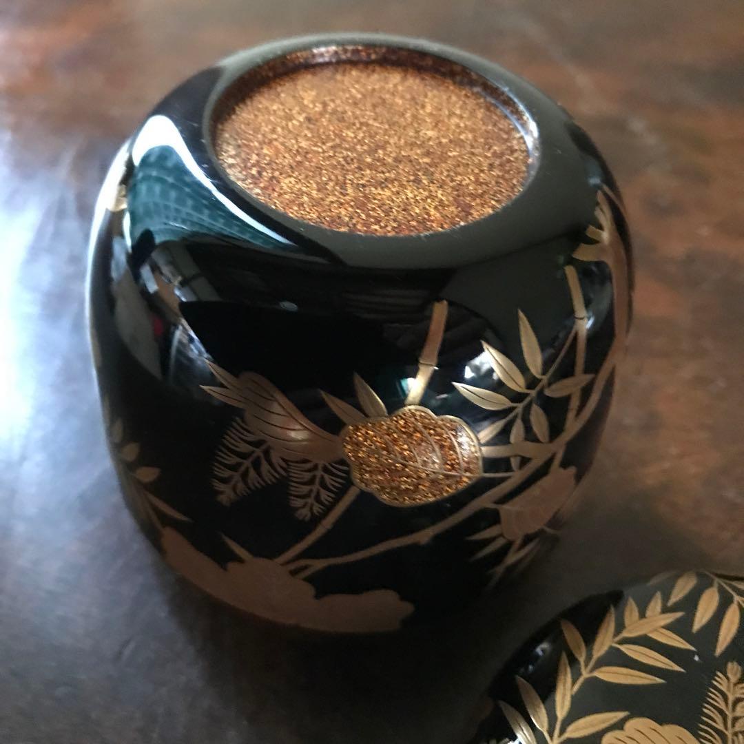 美品　希少　茶道具　棗　大棗　嵯峨蒔絵　村田宗覚　直径7×高7cm