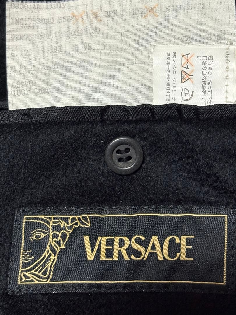 希少！ヴェルサーチ　ロングコート　カシミア100%　黒