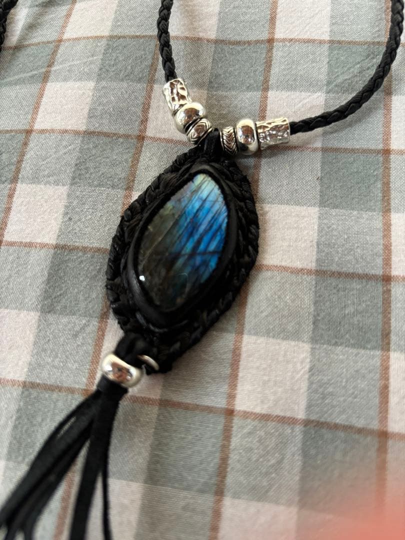 kmrii似 天然石 羽フリンジ ネックレス