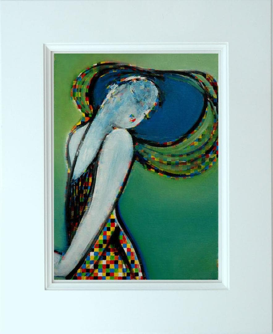 油絵 菅家令子 絵 絵画インテリア 額付(黒) uF6-083511 人物 女性