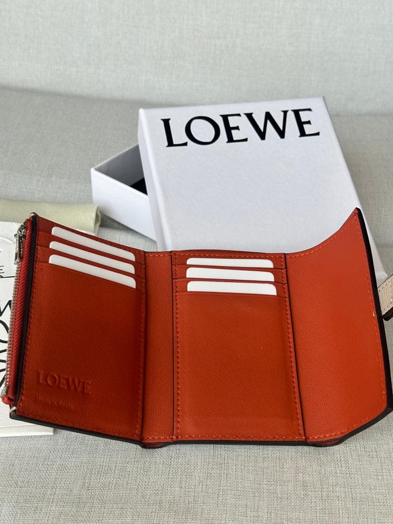 三つ折り財布 ベージュオレンジ