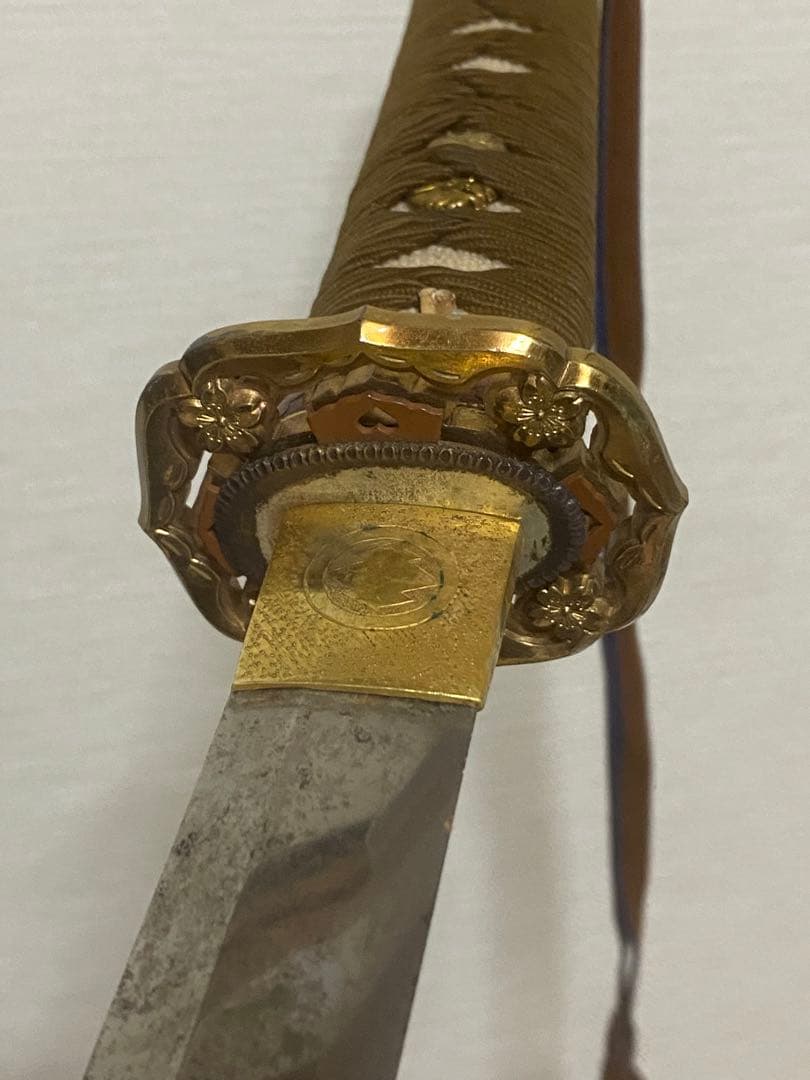 軍刀革鞘付き竹刀日本刀模造刀日本軍指揮官刀全長100cm