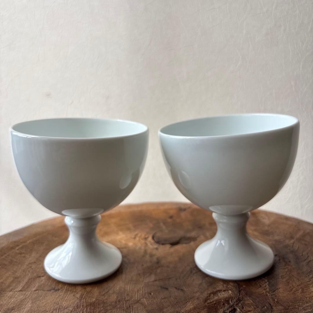 有田焼　人間国宝　井上萬二作　白磁ワインカップセット