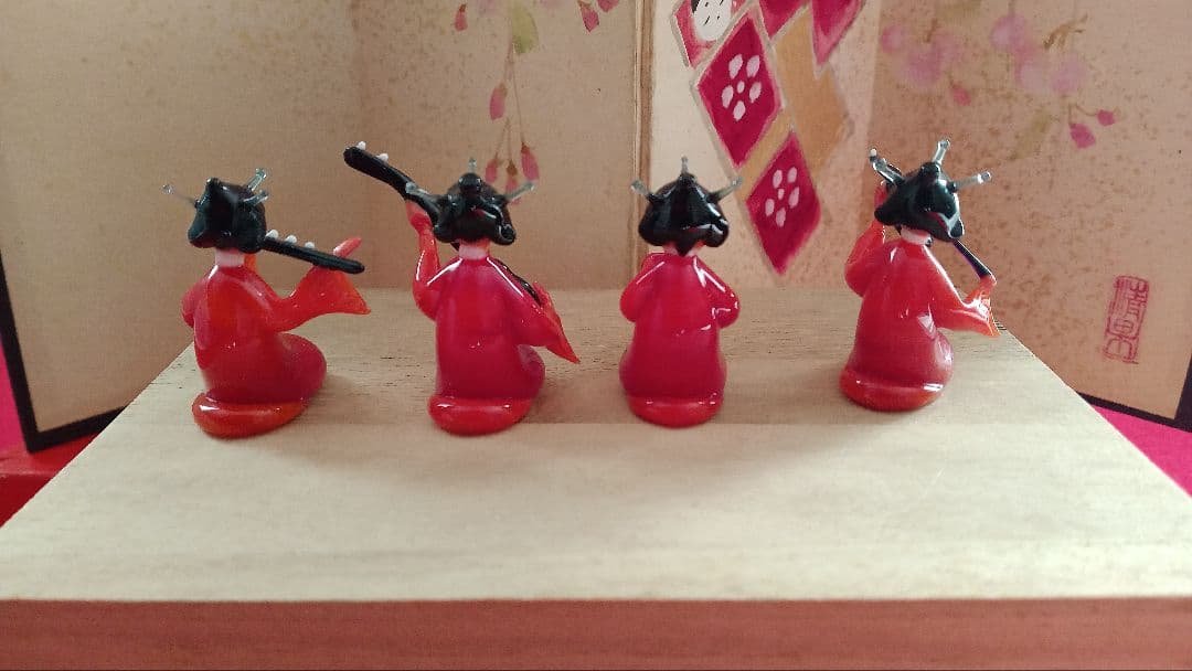 ベネチアングラス　ミニチュア　お囃子　オリエンタル　雛の時期にも