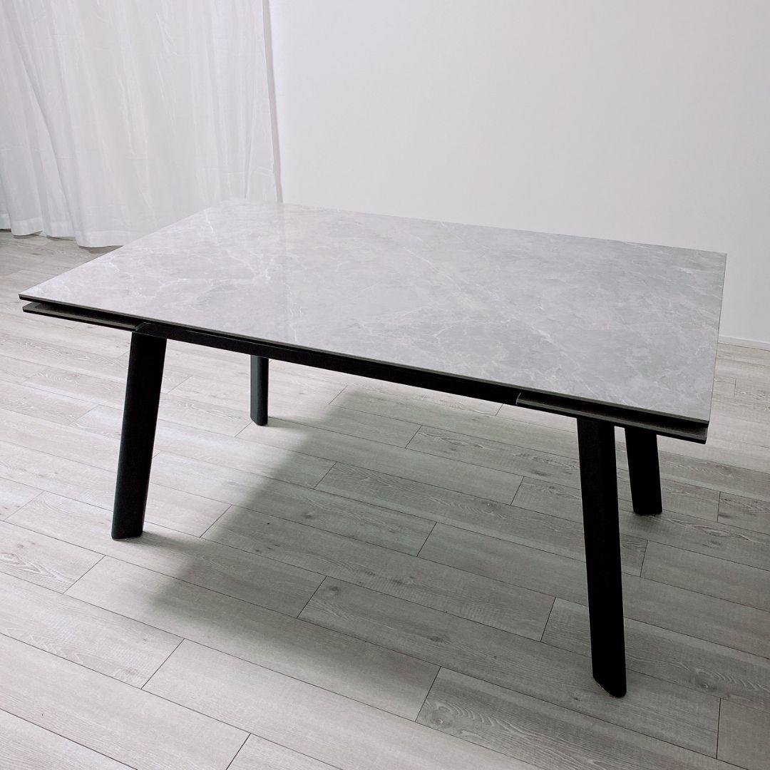 【美品】伸長ダイニングテーブル 幅140~200 4人〜6人掛け セラミック