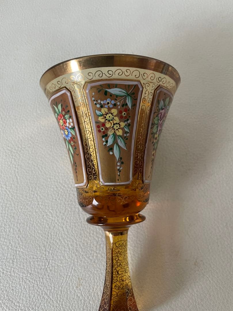 エーゲルマン ハンドベル 呼び鈴 チェコ共和国 製 ボヘミアガラス アンバー