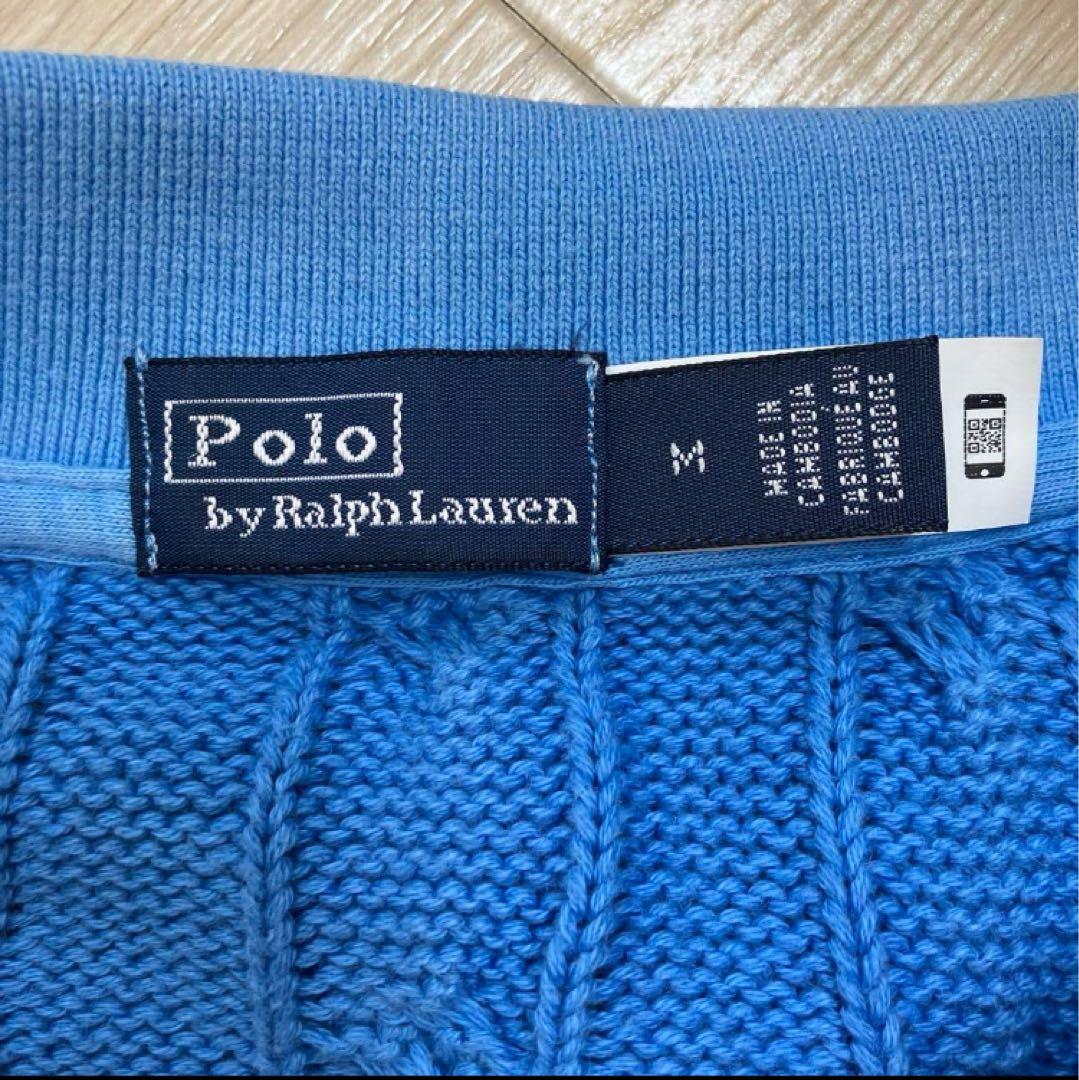 美品POLO RALPH LAURENラルフローレン ケーブルニット ポロシャツ