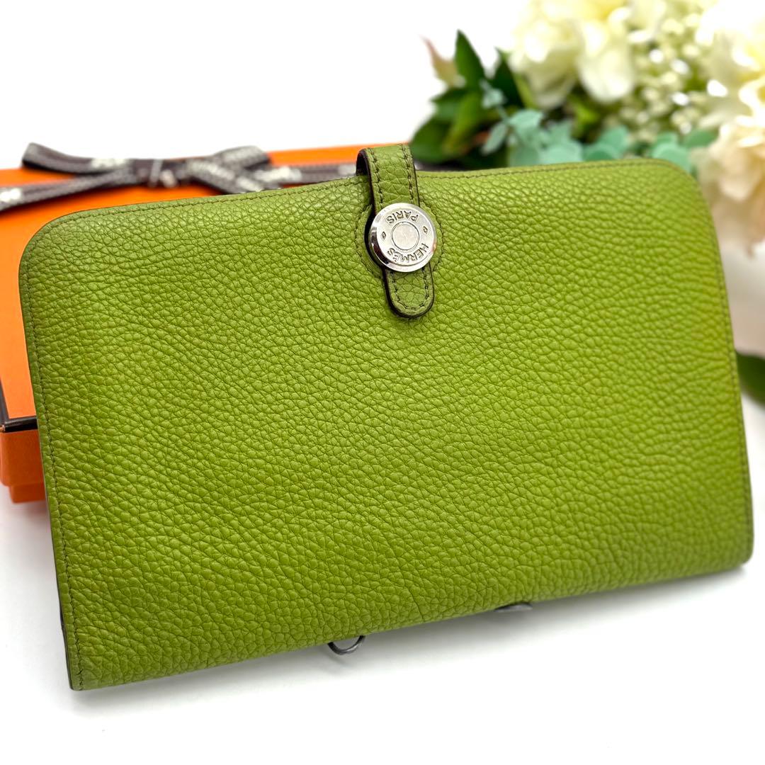 極上美品✨エルメス ドゴン GM デュオ グリーン 長財布 P25